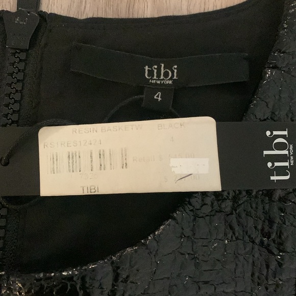 NWT Tibi Black Resin Basketweave Sleeveless Shift Short Dress Size 4 - Picture 3 of 10
